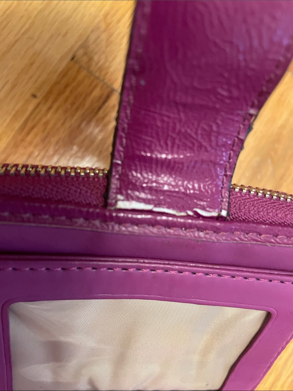 Vintage Coach Cardholder Zip Wallet. Magenta Pink/Tan. Monogram Signature C  GUC - Picture 7 of 12
